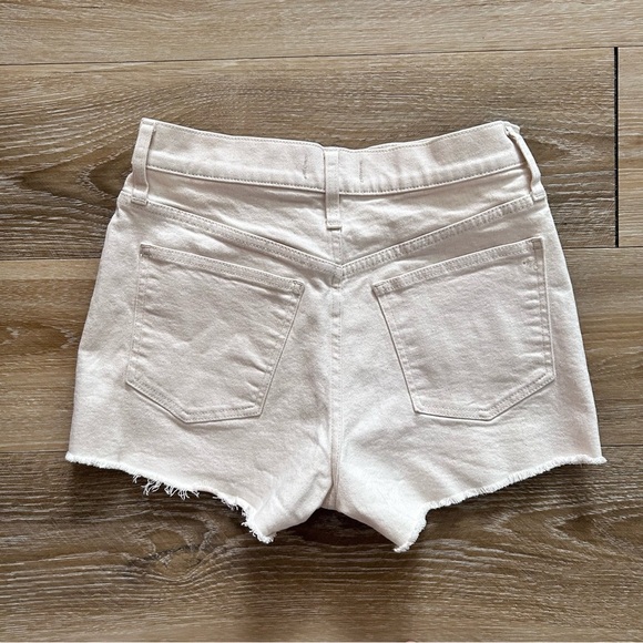 Madewell The Perfect Short Cream Denim High Rise Raw Hem Shorts - Picture 4 of 5